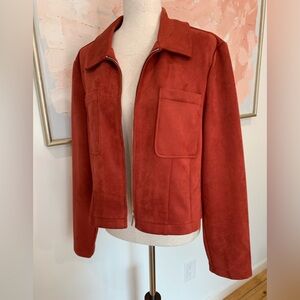 Bagatelle Faux Suede Women's Crop Jacket Rust/ Burnt Orange
